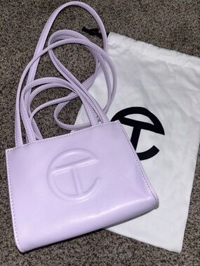 Telfar Lilac Mini Crossbody Bag with Embossed Logo